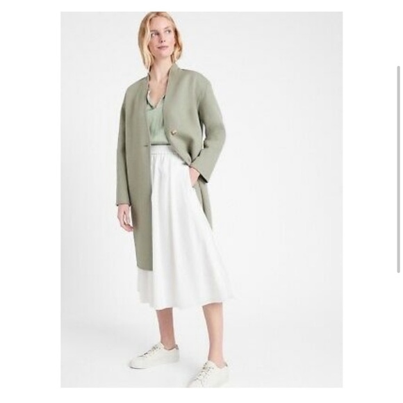 NWT Banana Republic Double-Faced Cocoon Coat Sage Green Size Medium - Picture 4 of 4